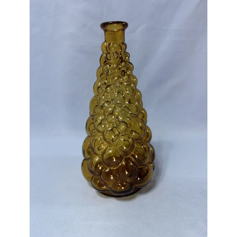 AMBER  GLASS GRAPE SHAPED WINE DECANTER MCM Italy No top Table scape